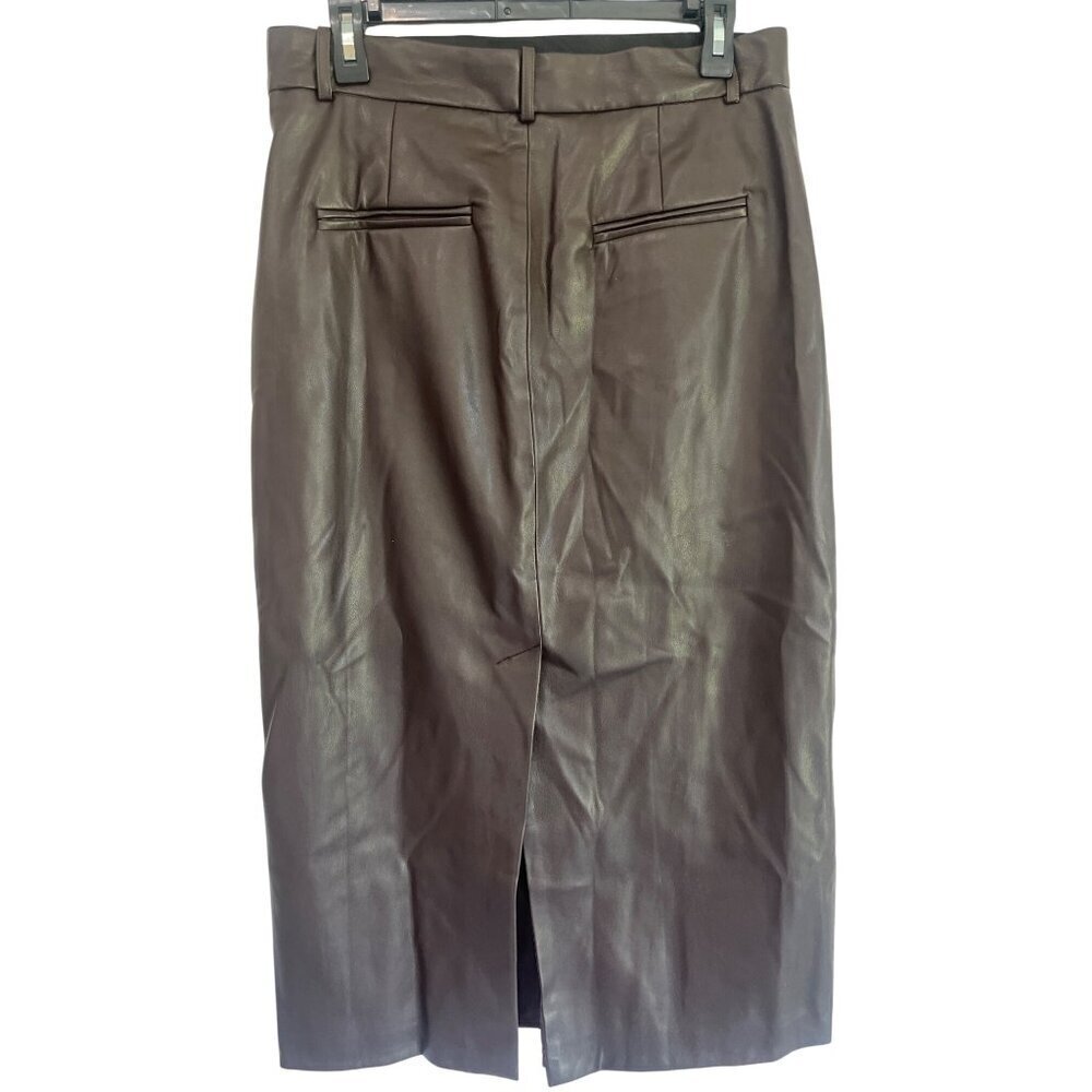 Enza Costa Soft Faux Leather Trouser Skirt in Espresso 2 Medium Womens Vegan - Picture 8 of 14